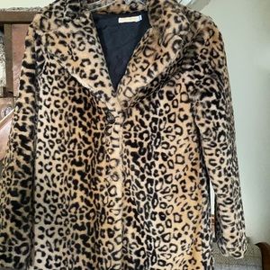Faux leopard print coat